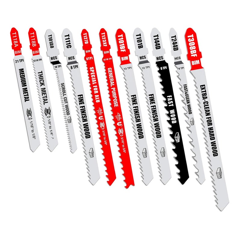 FOXBC Jigsaw Blades Set Multi-Purpose for Cutting Wood & Metal, T-Shank Jig Saw Blades - 40 Pack - Image 4